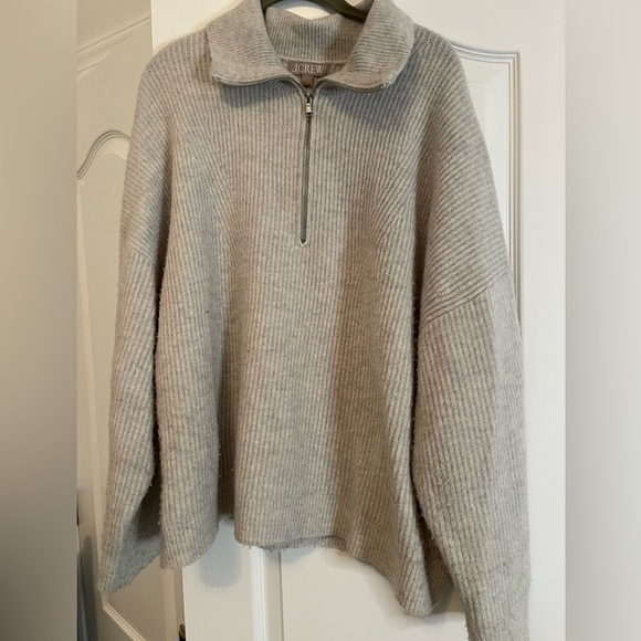 J. Crew Half Zip Sweater Merino Wool Alpaca Blend Gray Heather Dove Size 2X - Picture 4 of 5